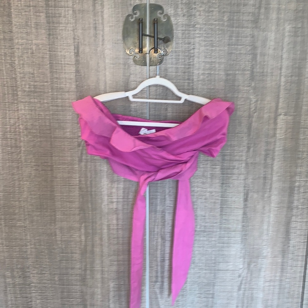 Anthropologie Ruffled Tie Front Tube Top